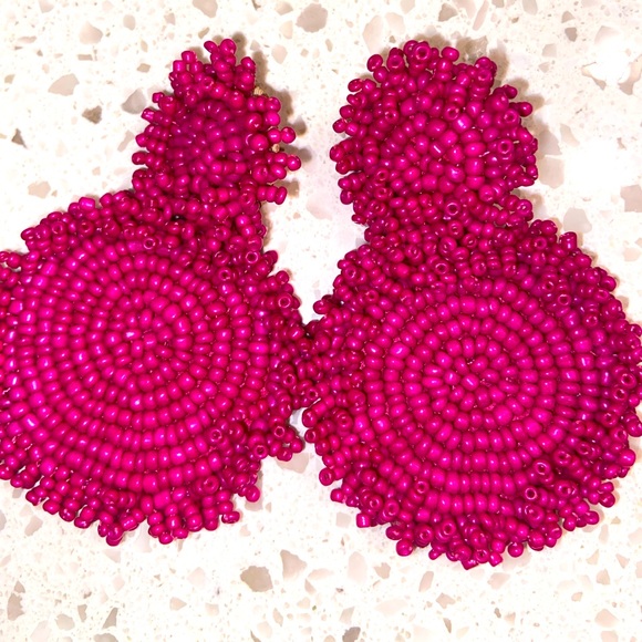 Hot pink earrings. Medium. - Picture 1 of 2